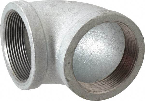 Made in USA - Class 150, 3" Galvanized Pipe 90° Elbow - Threaded, Malleable Iron - Apex Tool & Supply