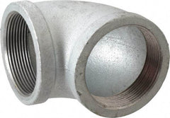 Made in USA - Class 150, 3" Galvanized Pipe 90° Elbow - Threaded, Malleable Iron - Apex Tool & Supply