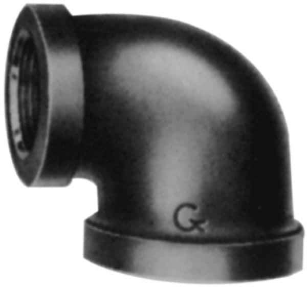 Made in USA - Size 2-1/2 x 1-1/2", Class 150, Malleable Iron Black Pipe 90° Elbow - 300 psi, Threaded End Connection - Apex Tool & Supply