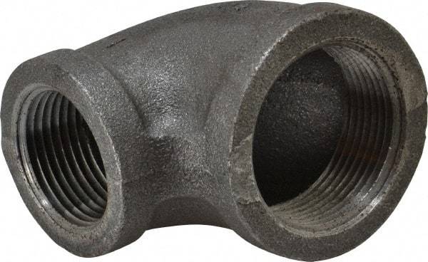 Made in USA - Size 1-1/4 x 1", Class 150, Malleable Iron Black Pipe Reducing Elbow - 150 psi, Threaded End Connection - Apex Tool & Supply