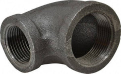 Made in USA - Size 1-1/4 x 1", Class 150, Malleable Iron Black Pipe Reducing Elbow - 150 psi, Threaded End Connection - Apex Tool & Supply
