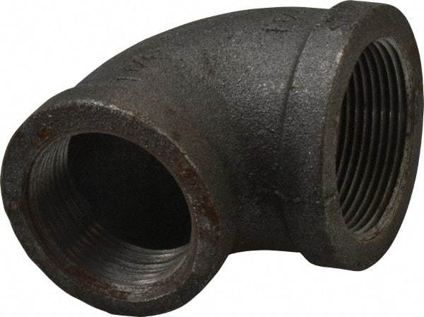 Made in USA - Size 1-1/2 x 1-1/4", Class 150, Malleable Iron Black Pipe Reducing Elbow - 150 psi, Threaded End Connection - Apex Tool & Supply