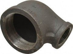 Made in USA - Size 2 x 1", Class 150, Malleable Iron Black Pipe Reducing Elbow - 150 psi, Threaded End Connection - Apex Tool & Supply