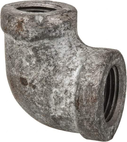 Made in USA - Class 150, 3/8 x 1/4" Galvanized Pipe Reducing Elbow - Threaded, Malleable Iron - Apex Tool & Supply