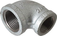 Made in USA - Class 150, 1 x 3/4" Galvanized Pipe Reducing Elbow - Threaded, Malleable Iron - Apex Tool & Supply