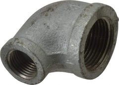 Made in USA - Class 150, 1 x 1/2" Galvanized Pipe Reducing Elbow - Threaded, Malleable Iron - Apex Tool & Supply