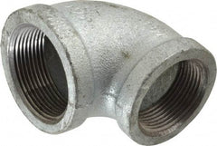 Made in USA - Class 150, 1-1/2 x 1-1/4" Galvanized Pipe Reducing Elbow - Threaded, Malleable Iron - Apex Tool & Supply