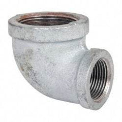 Made in USA - Class 150, 1-1/2 x 1" Galvanized Pipe Reducing Elbow - Threaded, Malleable Iron - Apex Tool & Supply