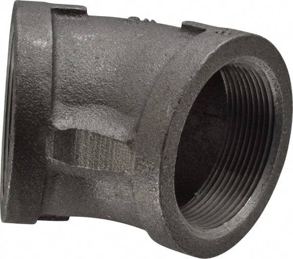 Made in USA - Size 2", Class 150, Malleable Iron Black Pipe 45° Elbow - 150 psi, Threaded End Connection - Apex Tool & Supply
