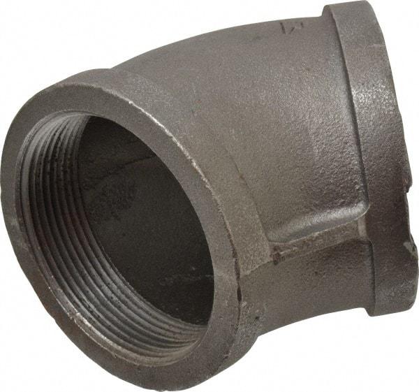 Made in USA - Size 3", Class 150, Malleable Iron Black Pipe 45° Elbow - 150 psi, Threaded End Connection - Apex Tool & Supply