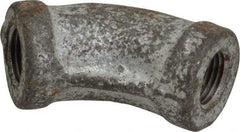 Made in USA - Class 150, 1/8" Galvanized Pipe 45° Elbow - Threaded, Malleable Iron - Apex Tool & Supply
