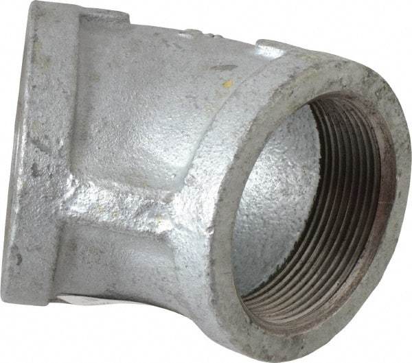 Made in USA - Class 150, 2" Galvanized Pipe 45° Elbow - Threaded, Malleable Iron - Apex Tool & Supply