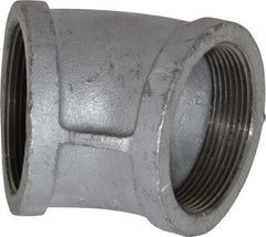 Made in USA - Class 150, 3" Galvanized Pipe 45° Elbow - Threaded, Malleable Iron - Apex Tool & Supply