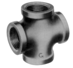 Made in USA - Size 3", Class 150, Malleable Iron Black Pipe Cross - 300 psi, Threaded End Connection - Apex Tool & Supply