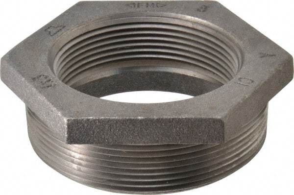 Made in USA - Size 4 x 3", Class 150, Malleable Iron Black Pipe Hex Bushing - 150 psi, Threaded End Connection - Apex Tool & Supply