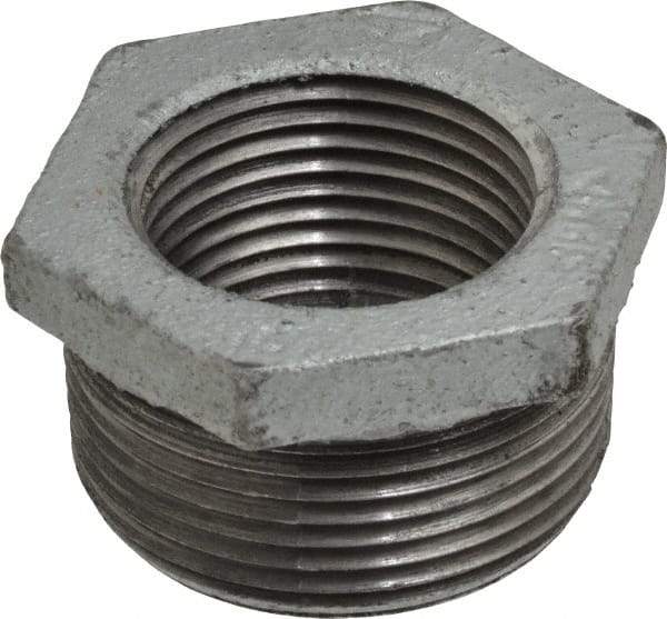 Made in USA - Class 150, 1-1/4 x 1" Galvanized Pipe Hex Bushing - Threaded, Malleable Iron - Apex Tool & Supply