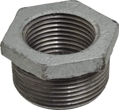Made in USA - Class 150, 1-1/4 x 1" Galvanized Pipe Hex Bushing - Threaded, Malleable Iron - Apex Tool & Supply