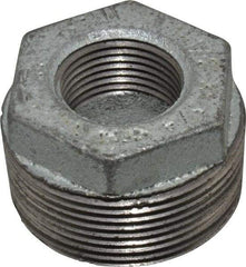 Made in USA - Class 150, 1-1/2 x 3/4" Galvanized Pipe Hex Bushing - Threaded, Malleable Iron - Apex Tool & Supply