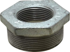 Made in USA - Class 150, 2 x 1-1/4" Galvanized Pipe Hex Bushing - Threaded, Malleable Iron - Apex Tool & Supply