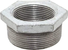 Made in USA - Class 150, 2 x 1-1/2" Galvanized Pipe Hex Bushing - Threaded, Malleable Iron - Apex Tool & Supply