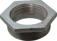 Made in USA - Class 150, 3 x 2-1/2" Galvanized Pipe Hex Bushing - Threaded, Malleable Iron - Apex Tool & Supply