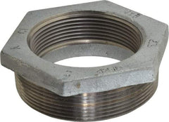 Made in USA - Class 150, 4 x 3" Galvanized Pipe Hex Bushing - Threaded, Malleable Iron - Apex Tool & Supply