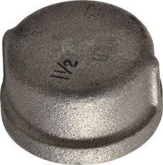 Made in USA - Size 1-1/2", Class 150, Malleable Iron Black Pipe End Cap - 150 psi, Threaded End Connection - Apex Tool & Supply