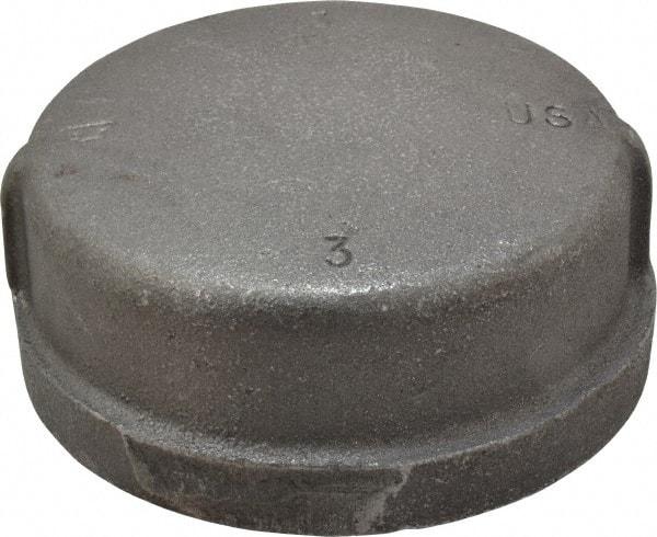 Made in USA - Size 3", Class 150, Malleable Iron Black Pipe End Cap - 150 psi, Threaded End Connection - Apex Tool & Supply
