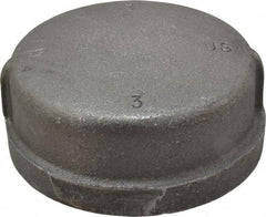 Made in USA - Size 3", Class 150, Malleable Iron Black Pipe End Cap - 150 psi, Threaded End Connection - Apex Tool & Supply