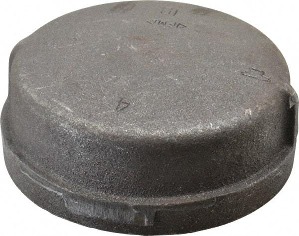 Made in USA - Size 4", Class 150, Malleable Iron Black Pipe End Cap - 150 psi, Threaded End Connection - Apex Tool & Supply