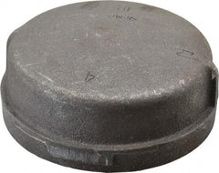 Made in USA - Size 4", Class 150, Malleable Iron Black Pipe End Cap - 150 psi, Threaded End Connection - Apex Tool & Supply
