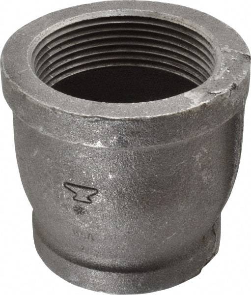Made in USA - Size 2-1/2 x 2", Class 150, Malleable Iron Black Pipe Reducing Coupling - 150 psi, Threaded End Connection - Apex Tool & Supply