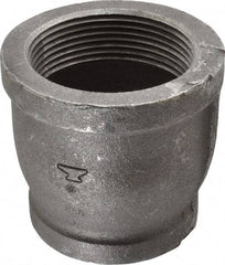 Made in USA - Size 2-1/2 x 2", Class 150, Malleable Iron Black Pipe Reducing Coupling - 150 psi, Threaded End Connection - Apex Tool & Supply