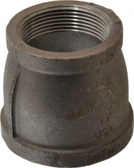 Made in USA - Size 3 x 2-1/2", Class 150, Malleable Iron Black Pipe Reducing Coupling - 150 psi, Threaded End Connection - Apex Tool & Supply