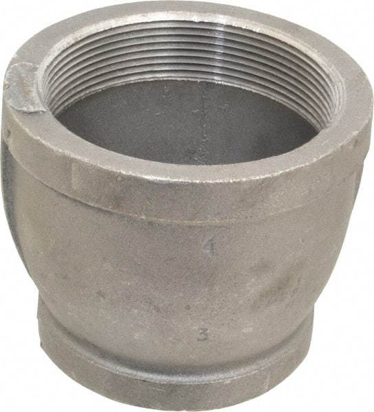 Made in USA - Size 4 x 3", Class 150, Malleable Iron Black Pipe Reducing Coupling - 150 psi, Threaded End Connection - Apex Tool & Supply