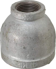 Made in USA - Class 150, 2 x 1" Galvanized Pipe Reducing Coupling - Threaded, Malleable Iron - Apex Tool & Supply