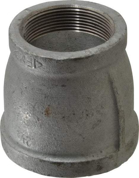 Made in USA - Class 150, 2-1/2 x 2" Galvanized Pipe Reducing Coupling - Threaded, Malleable Iron - Apex Tool & Supply
