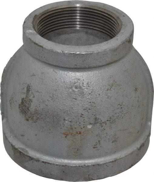 Made in USA - Class 150, 3 x 2" Galvanized Pipe Reducing Coupling - Threaded, Malleable Iron - Apex Tool & Supply