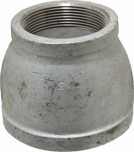 Made in USA - Class 150, 4 x 3" Galvanized Pipe Reducing Coupling - Threaded, Malleable Iron - Apex Tool & Supply