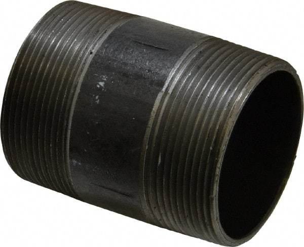 Made in USA - Schedule 40, 2" Diam x 3" Long Steel Black Pipe Nipple - Threaded - Apex Tool & Supply