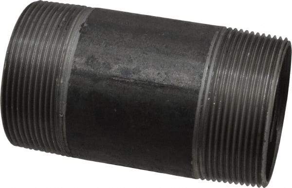 Made in USA - Schedule 40, 2" Diam x 4" Long Steel Black Pipe Nipple - Threaded - Apex Tool & Supply