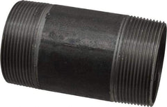 Made in USA - Schedule 40, 2" Diam x 4" Long Steel Black Pipe Nipple - Threaded - Apex Tool & Supply