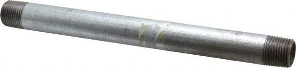 Made in USA - Schedule 40, 1/2 x 9" Galvanized Pipe Nipple - Threaded Steel - Apex Tool & Supply