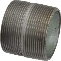 Made in USA - Schedule 40, 2 x 2" Galvanized Pipe Nipple - Threaded Steel - Apex Tool & Supply