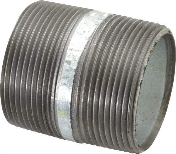 Made in USA - Schedule 40, 2-1/2 x 3" Galvanized Pipe Nipple - Threaded Steel - Apex Tool & Supply