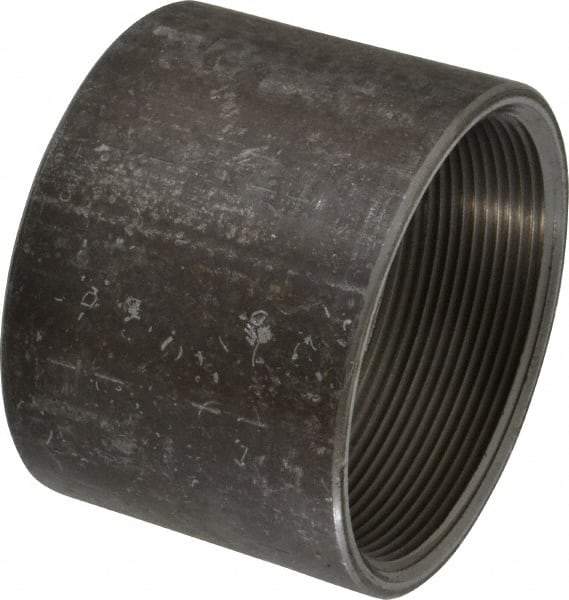 Made in USA - Size 4", Class 150, Steel Black Pipe Coupling - 150 psi, Threaded End Connection - Apex Tool & Supply