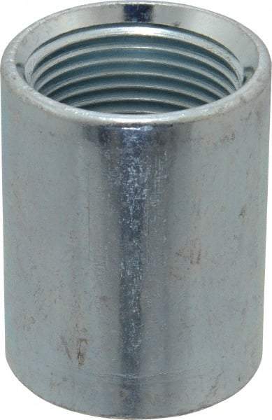 Made in USA - Class 150, 1" Galvanized Pipe Coupling - Threaded, Steel - Apex Tool & Supply
