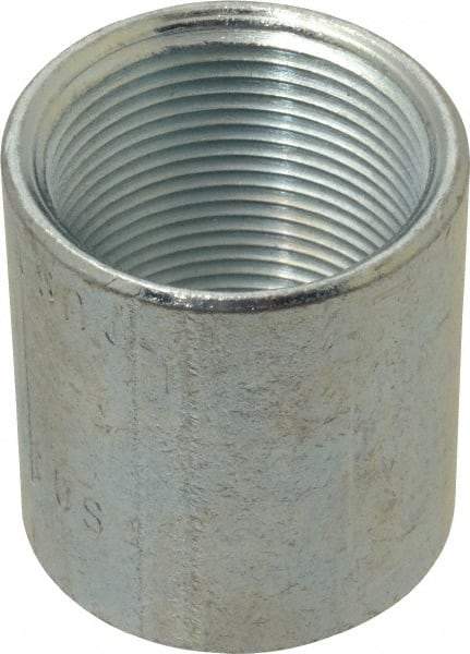 Made in USA - Class 150, 1-1/4" Galvanized Pipe Coupling - Threaded, Malleable Iron - Apex Tool & Supply