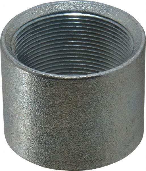 Made in USA - Class 150, 2" Galvanized Pipe Coupling - Threaded, Malleable Iron - Apex Tool & Supply