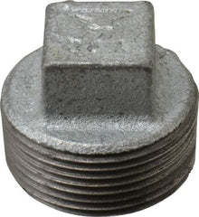 Made in USA - Class 150, 1-1/4" Galvanized Pipe Square Plug - Threaded, Malleable Iron - Apex Tool & Supply